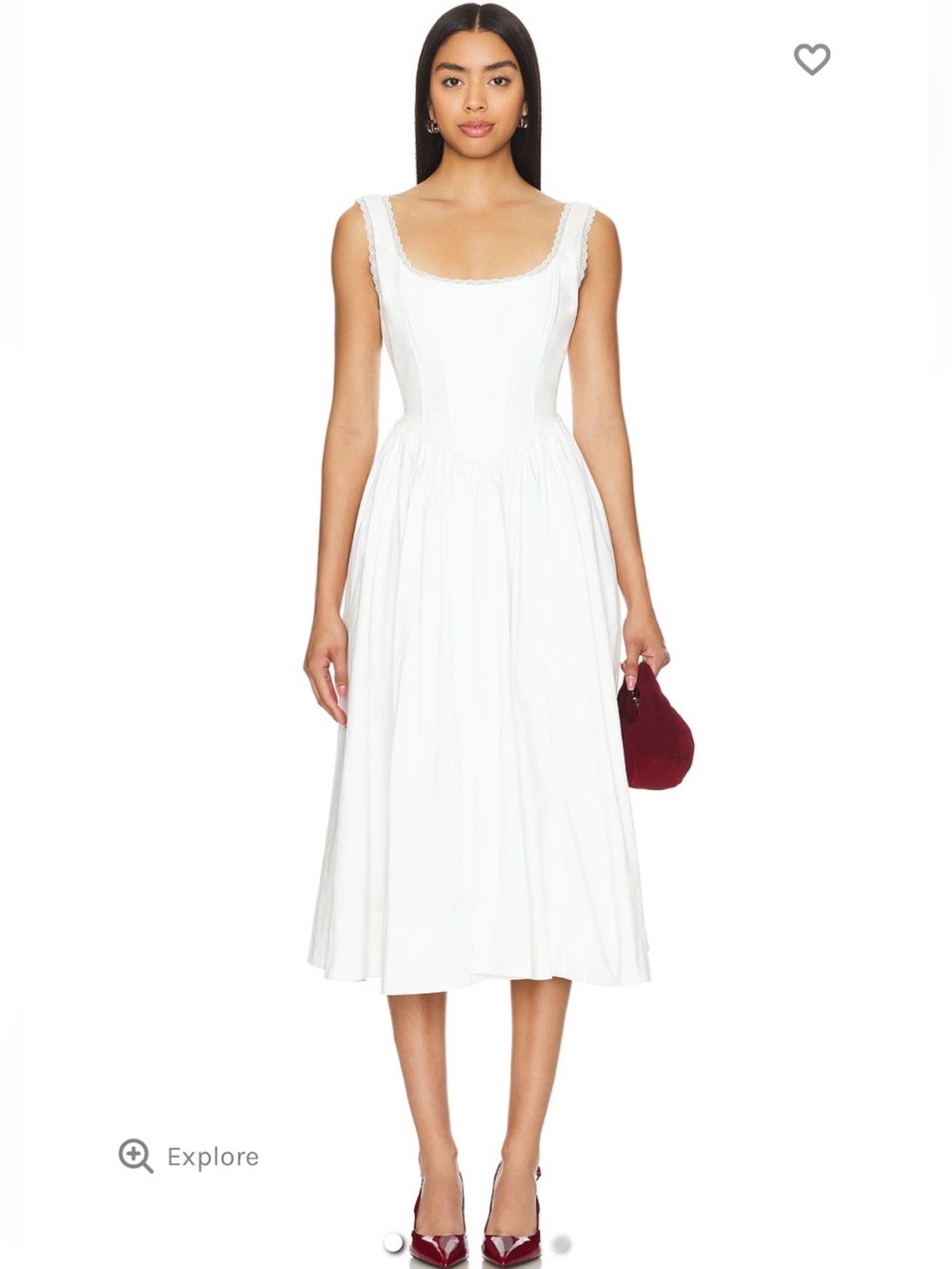 NWT Wayf White Sleeveless Midi Dress with Scoop Neck